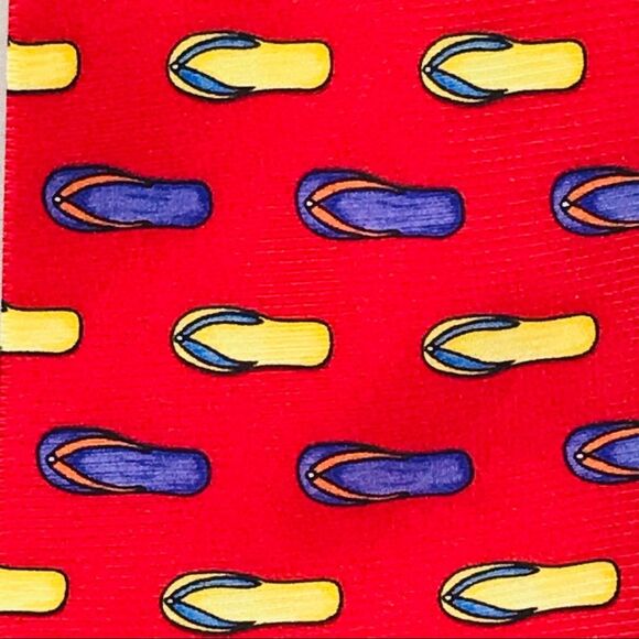 Cape Cod Neckwear Flip Flops Tie Red Yellow Purple - Picture 3 of 6